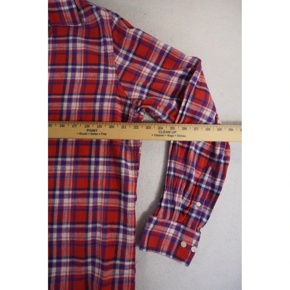 Banana Republic Casual Shirt Mens Large Red Multi Plaid Regular Fit Button Up